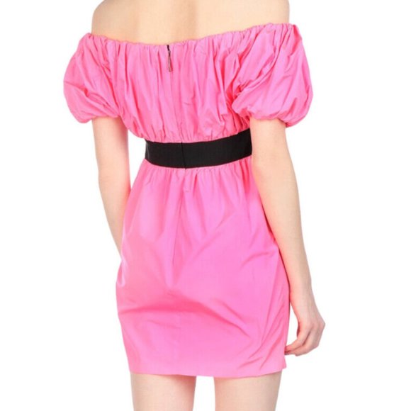NWT MSGM Neon Pink Off Shoulder Heart Dress - Picture 3 of 13